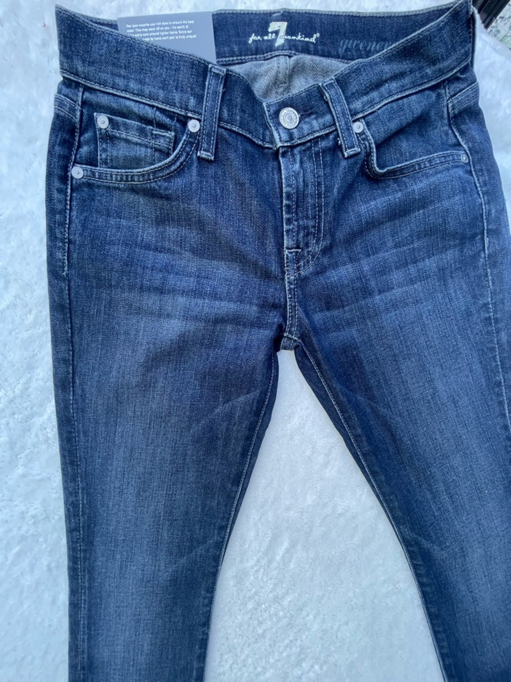 7 for All Mankind Gwenevere Super Skinny Jeans Low Rise Dark Wash Size 24 Denim - Picture 7 of 16